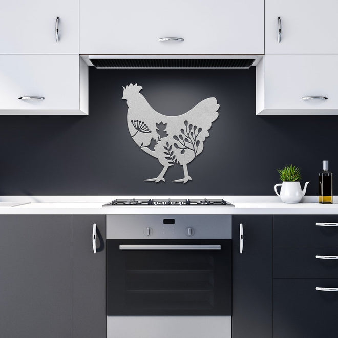 Floral Chicken Metal Sign | Farmhouse World