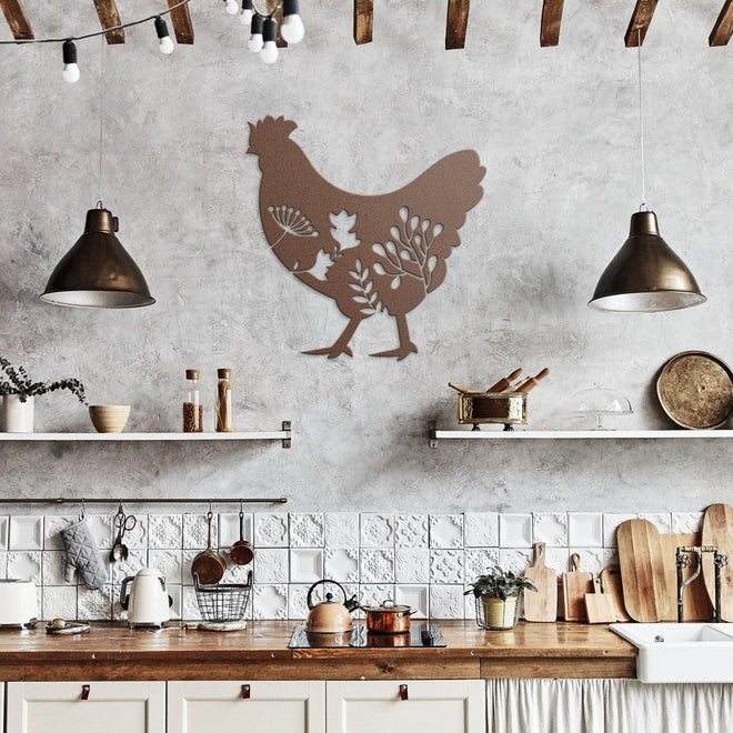Floral Chicken Metal Sign | Farmhouse World