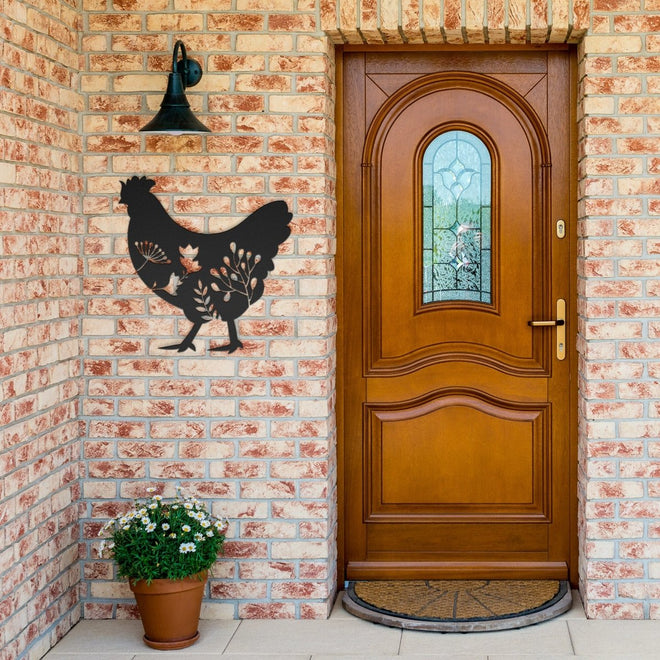 Floral Chicken Metal Sign | Farmhouse World