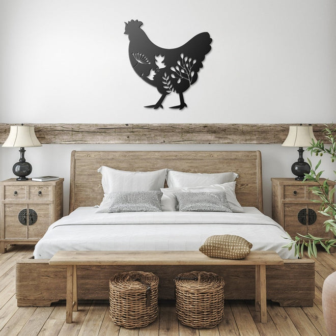 Floral Chicken Metal Sign | Farmhouse World
