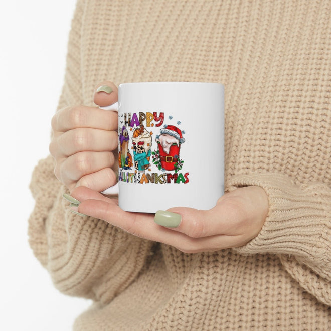 Funny Happy Hallothanksmas Coffee Lover Mug White 11oz | Farmhouse World