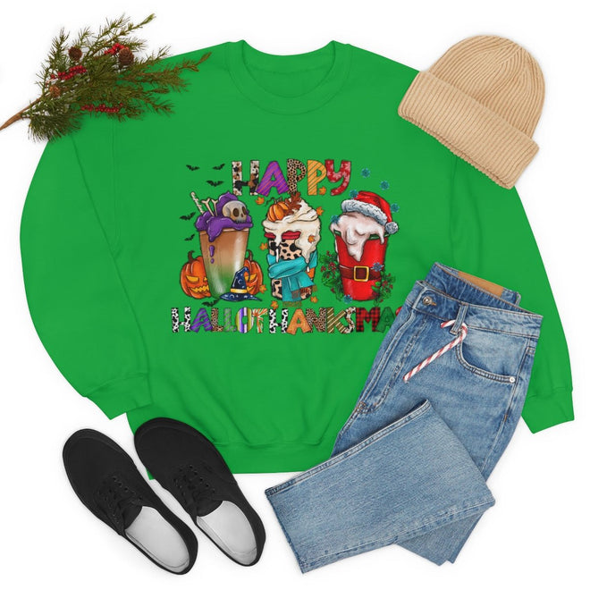 Funny Happy Hallothanksmas Coffee Lover Western Sweatshirt | Farmhouse World