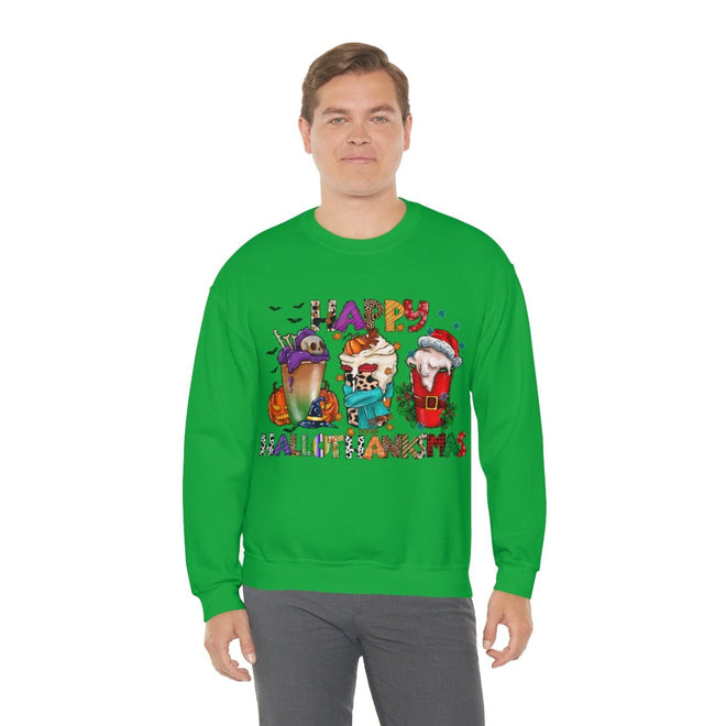 Funny Happy Hallothanksmas Coffee Lover Western Sweatshirt | Farmhouse World