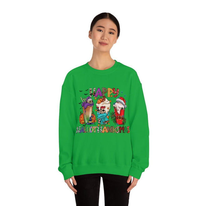 Funny Happy Hallothanksmas Coffee Lover Western Sweatshirt | Farmhouse World