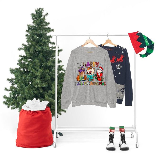 Funny Happy Hallothanksmas Coffee Lover Western Sweatshirt | Farmhouse World