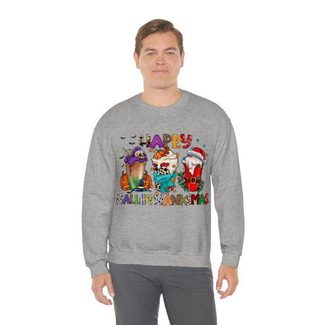 Funny Happy Hallothanksmas Coffee Lover Western Sweatshirt | Farmhouse World