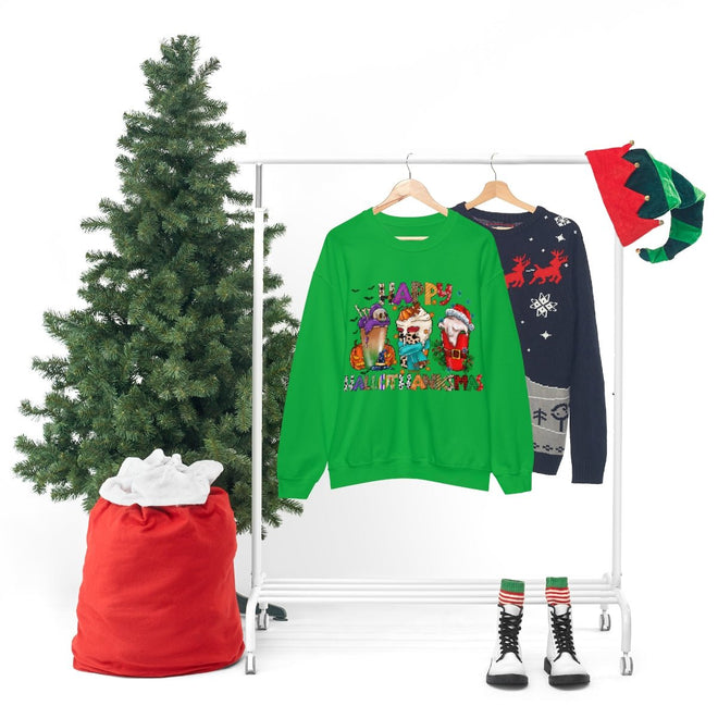 Funny Happy Hallothanksmas Coffee Lover Western Sweatshirt | Farmhouse World