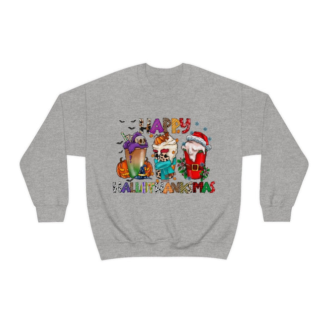 Funny Happy Hallothanksmas Coffee Lover Western Sweatshirt | Farmhouse World