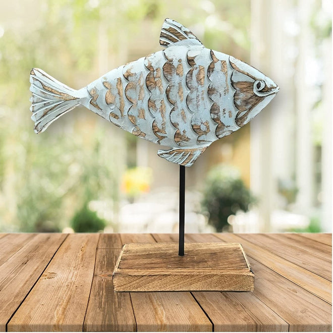 Handcarved Surgeon Wooden Fish Sculpture Home Décor | Farmhouse World