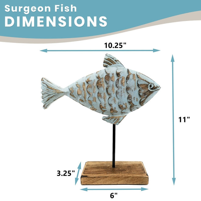 Handcarved Surgeon Wooden Fish Sculpture Home Décor | Farmhouse World