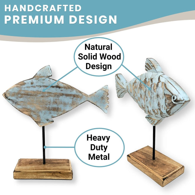 Handcarved Surgeon Wooden Fish Sculpture Home Décor | Farmhouse World