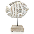 Handcarved Wooden Angel Fish Statue | Farmhouse World