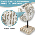 Handcarved Wooden Angel Fish Statue | Farmhouse World