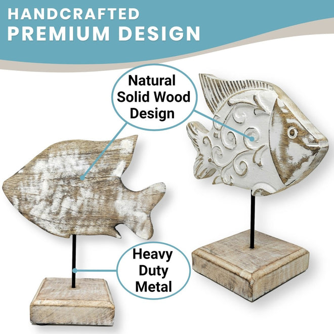 Handcarved Wooden Beau Butter Fish Statue | Farmhouse World