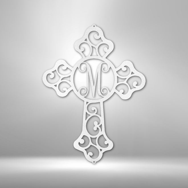 Initial Cross Monogram Steel Sign | Farmhouse World