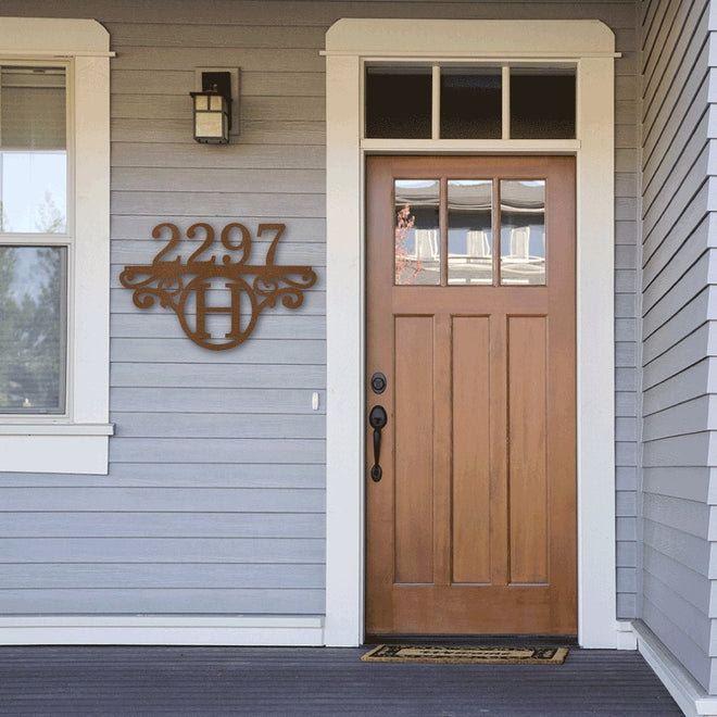 Initial Monogram Address Metal Sign | Farmhouse World