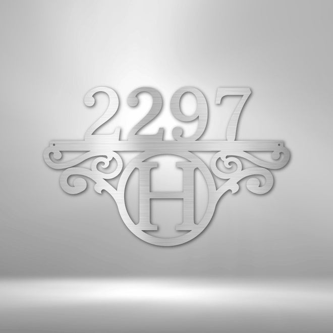 Initial Monogram Address Metal Sign | Farmhouse World