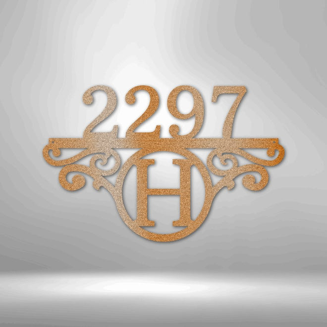 Initial Monogram Address Metal Sign | Farmhouse World