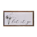 "Let It Go" Rustic Wall Sign / Shelf Sitter with Dandelion Design - 12x6" | Farmhouse World