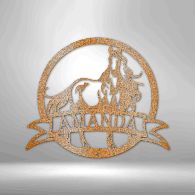 Majestic Horse Monogram - Steel Sign | Farmhouse World