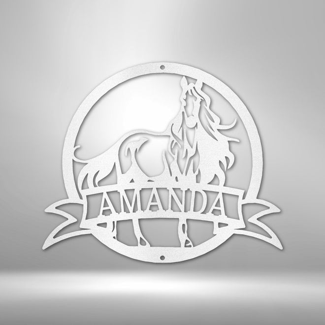 Majestic Horse Monogram - Steel Sign | Farmhouse World