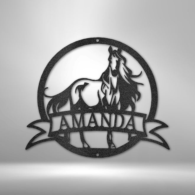 Majestic Horse Monogram - Steel Sign | Farmhouse World