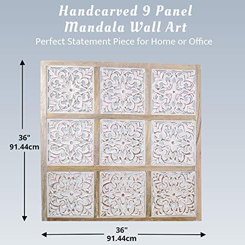 Mandala Wall Art – Hand-Carved Wall Decor Plaques – Wood Mandala Design Inspired by Moroccan Artist – Unique Boho Wall Art Sustainable Materials | Farmhouse World