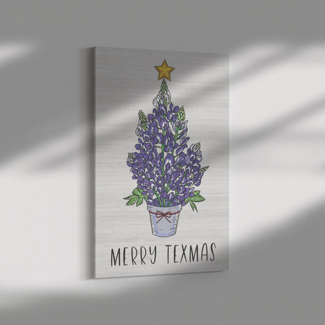 Merry Texmas Bluebonnet Tree Canvas | Farmhouse World