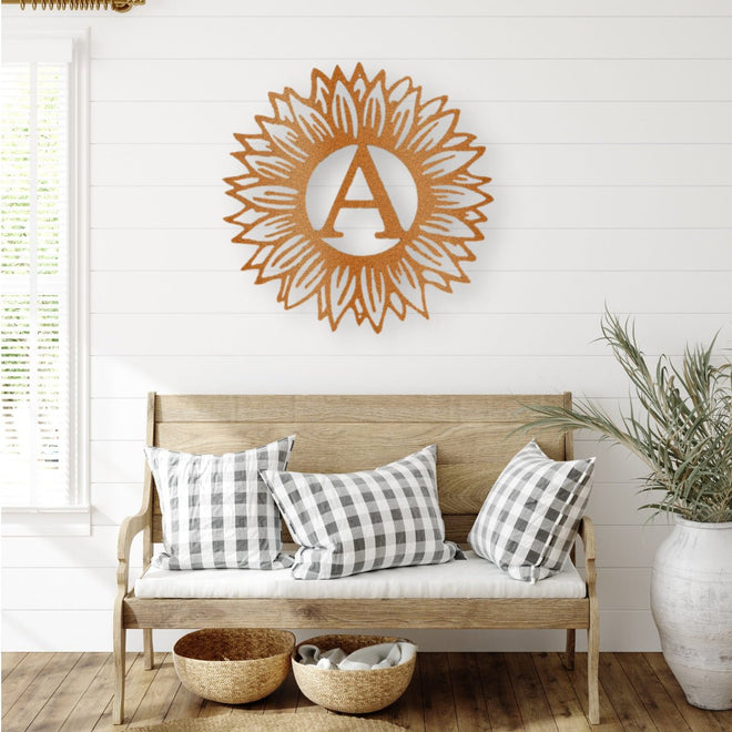 Monogram Sunflower Wall Art | Farmhouse World