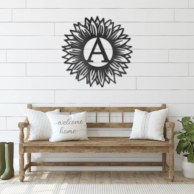 Monogram Sunflower Wall Art | Farmhouse World