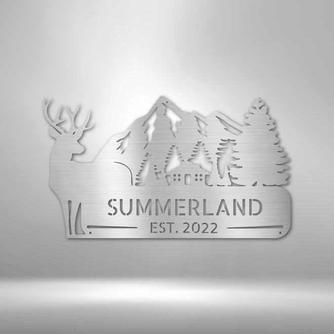 Mountain Cabin Personalized Steel Sign | Farmhouse World