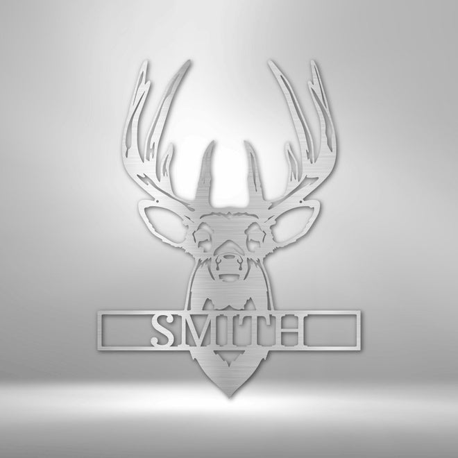 Personalized Buck Deer Mount - Steel Sign | Farmhouse World