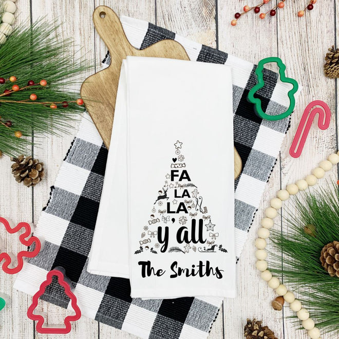 Personalized "Fa La La Y'all" Tea Towel | Farmhouse World