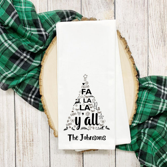 Personalized "Fa La La Y'all" Tea Towel | Farmhouse World