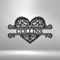 Personalized Fancy Heart Family Metal Sign | Farmhouse World