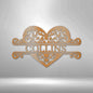 Personalized Fancy Heart Family Metal Sign | Farmhouse World