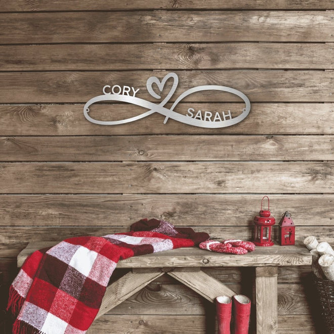 Personalized Infinity Heart Metal Sign | Farmhouse World
