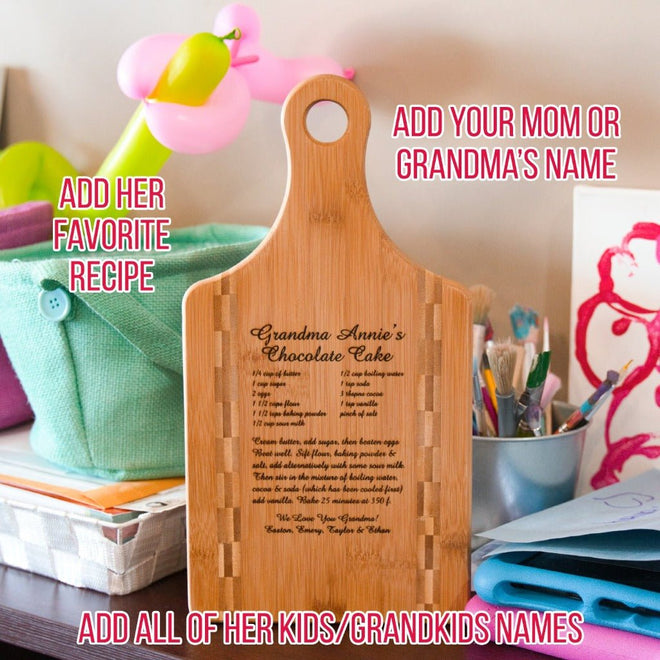 Personalized Recipe Bamboo Cutting Board 13.5" x 7" | Farmhouse World