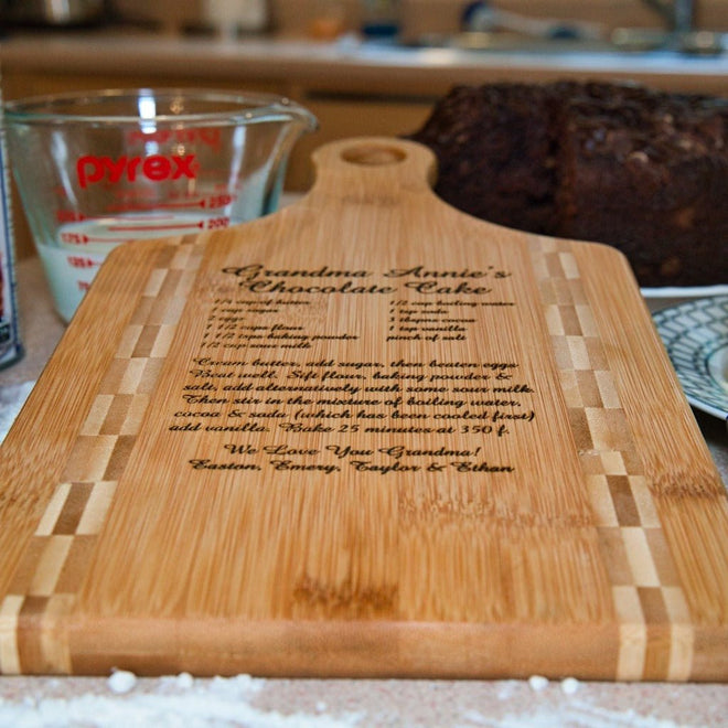 Personalized Recipe Bamboo Cutting Board 13.5" x 7" | Farmhouse World