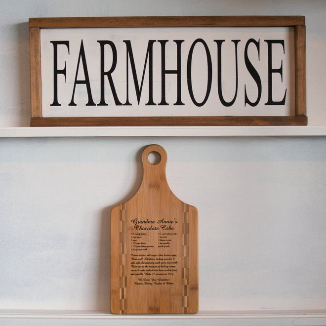Personalized Recipe Bamboo Cutting Board 13.5" x 7" | Farmhouse World