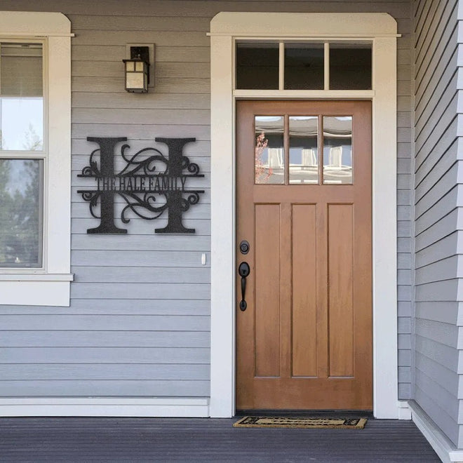 Personalized Split Letter Monogrammed Metal Sign | Farmhouse World