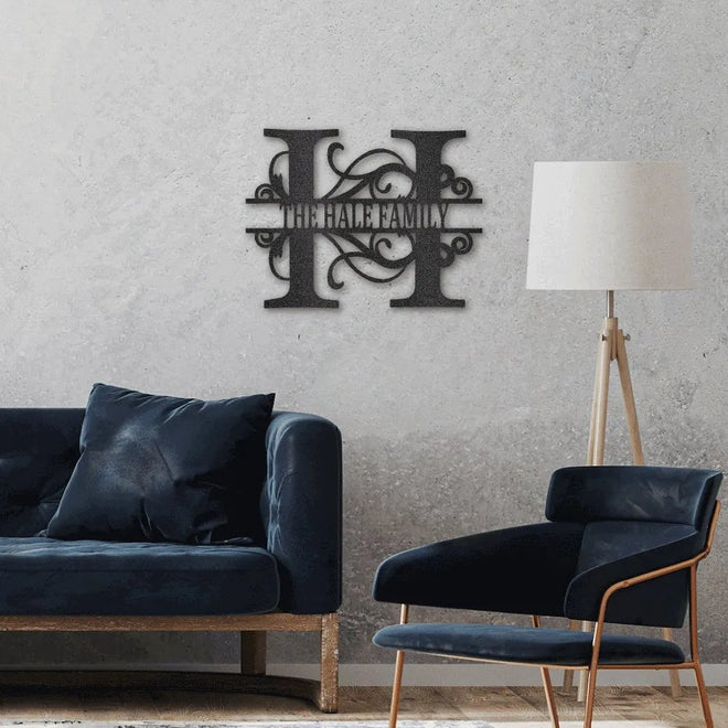 Personalized Split Letter Monogrammed Metal Sign | Farmhouse World