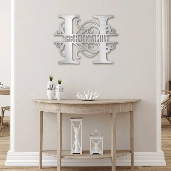 Personalized Split Letter Monogrammed Metal Sign | Farmhouse World