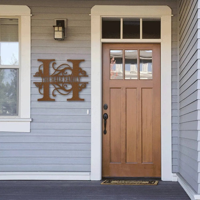 Personalized Split Letter Monogrammed Metal Sign | Farmhouse World