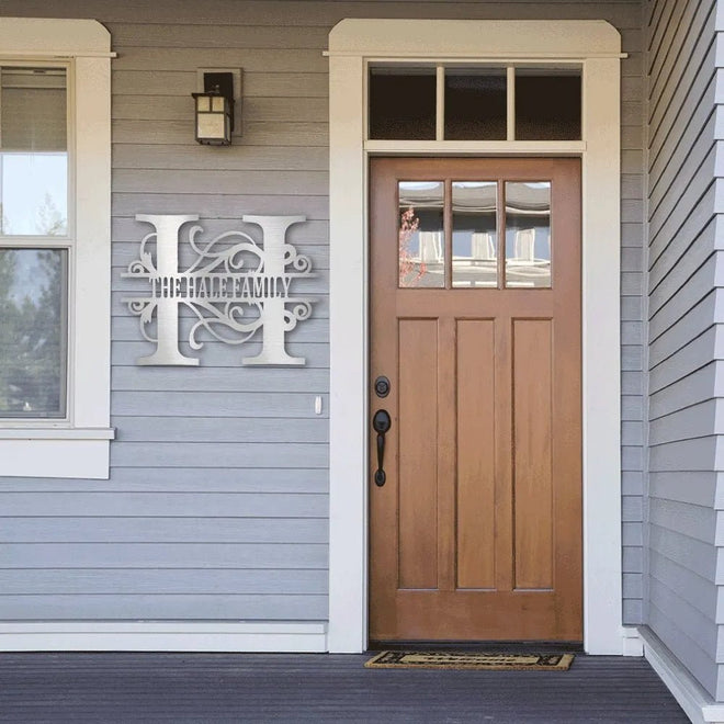 Personalized Split Letter Monogrammed Metal Sign | Farmhouse World