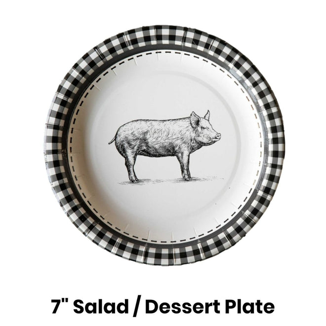Pig Paper Plates - Dinner & Salad Dessert Sizes - 16 Pack | Farmhouse World