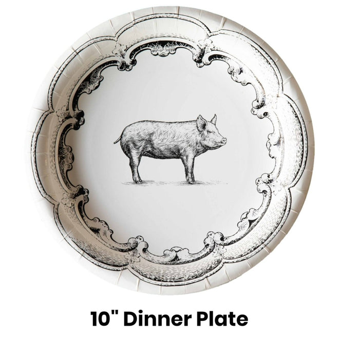 Pig Paper Plates - Dinner & Salad Dessert Sizes - 16 Pack | Farmhouse World