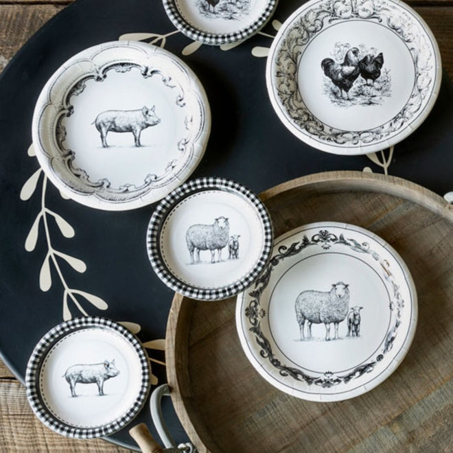 Pig Paper Plates - Dinner & Salad Dessert Sizes - 16 Pack | Farmhouse World