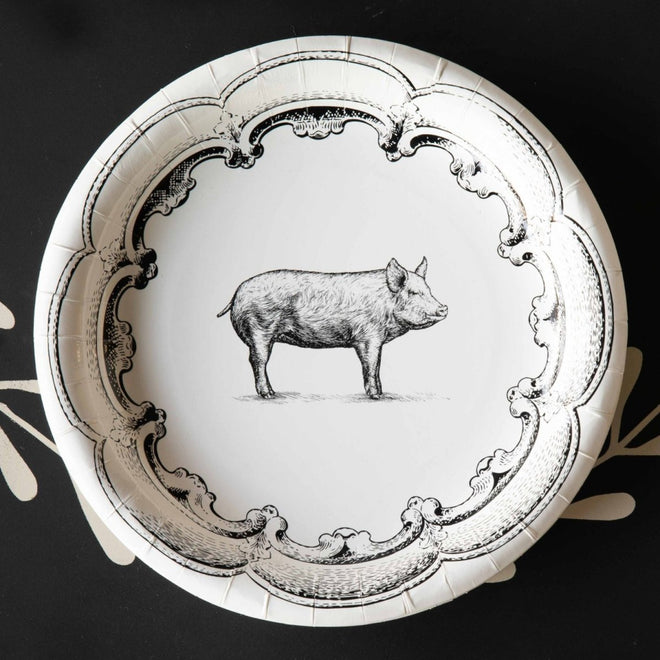 Pig Paper Plates - Dinner & Salad Dessert Sizes - 16 Pack | Farmhouse World