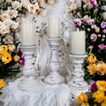 Pillar Candle Holders Set of 3 ~ 7" to 10.5" Tall | Farmhouse World